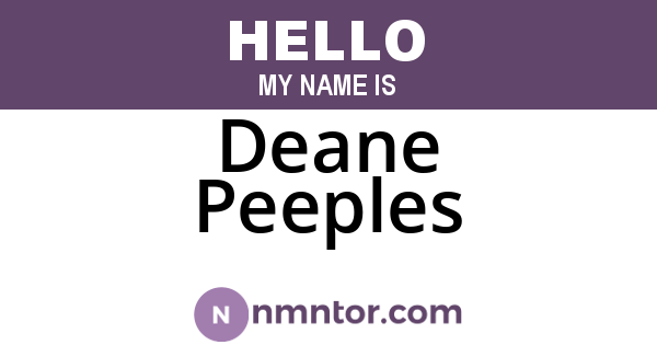 Deane Peeples