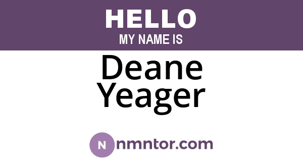 Deane Yeager