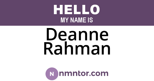 Deanne Rahman