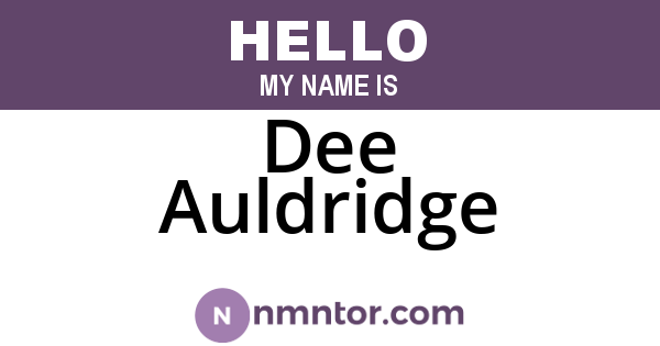 Dee Auldridge