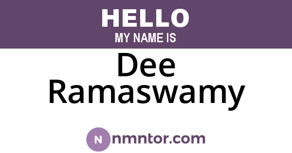 Dee Ramaswamy