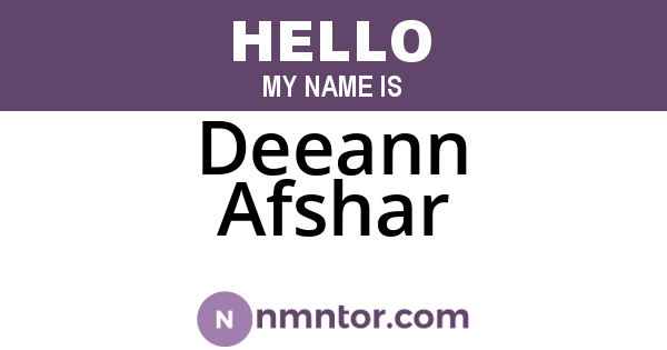 Deeann Afshar