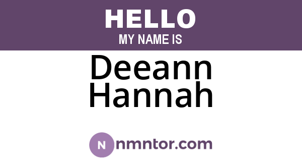 Deeann Hannah
