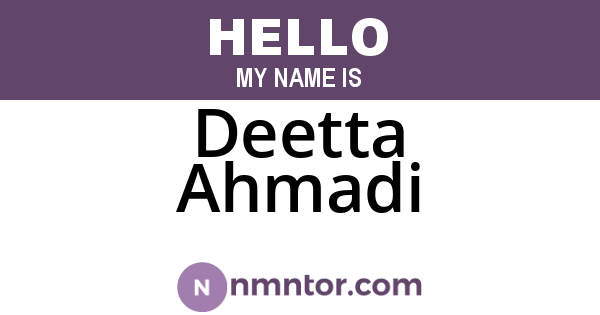Deetta Ahmadi