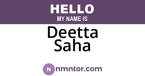 Deetta Saha