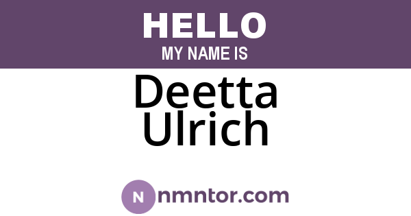 Deetta Ulrich