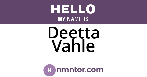 Deetta Vahle