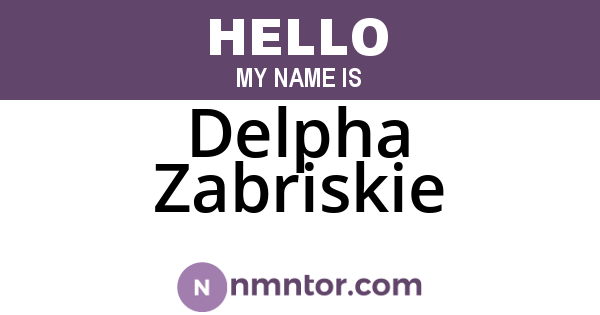Delpha Zabriskie