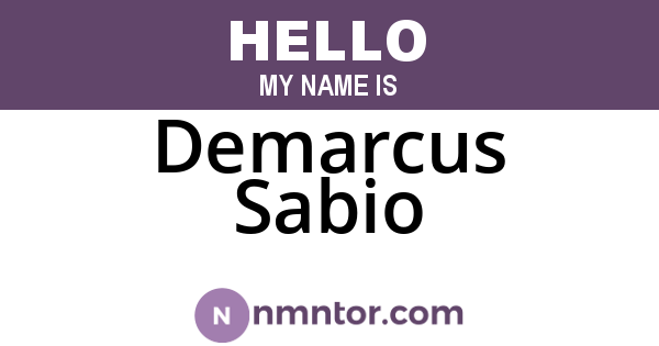 Demarcus Sabio