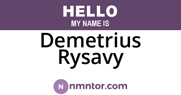 Demetrius Rysavy