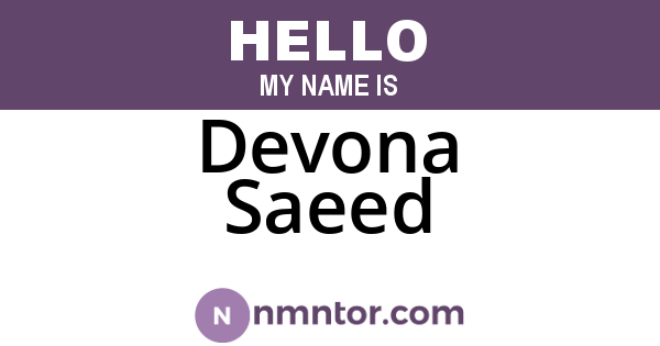Devona Saeed