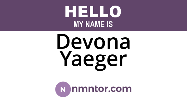 Devona Yaeger