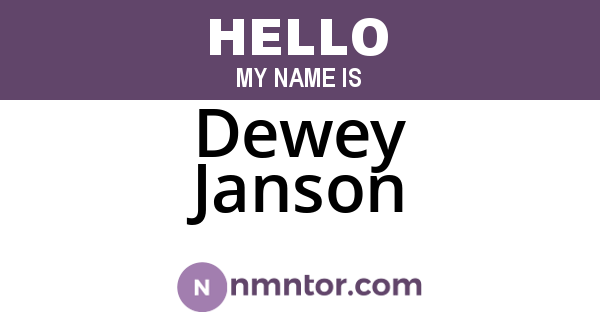 Dewey Janson
