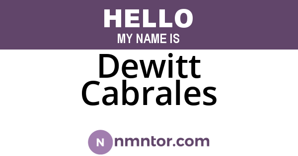 Dewitt Cabrales