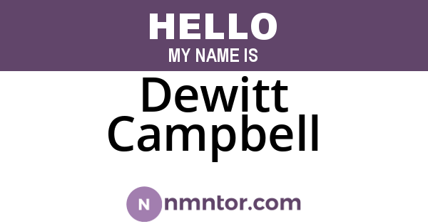 Dewitt Campbell