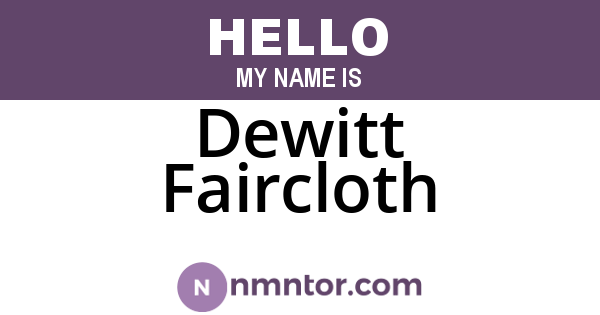 Dewitt Faircloth