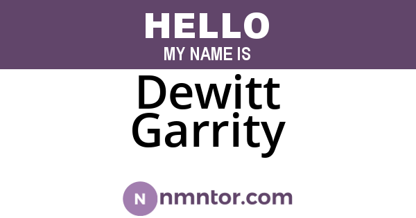 Dewitt Garrity
