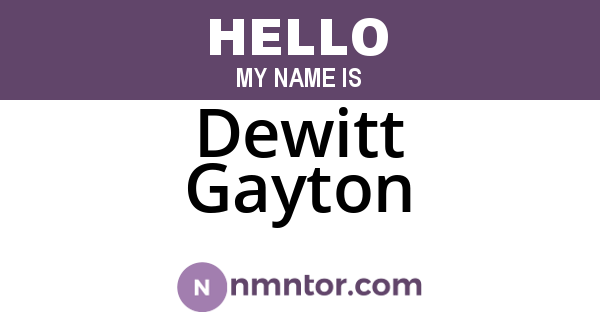 Dewitt Gayton