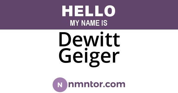 Dewitt Geiger