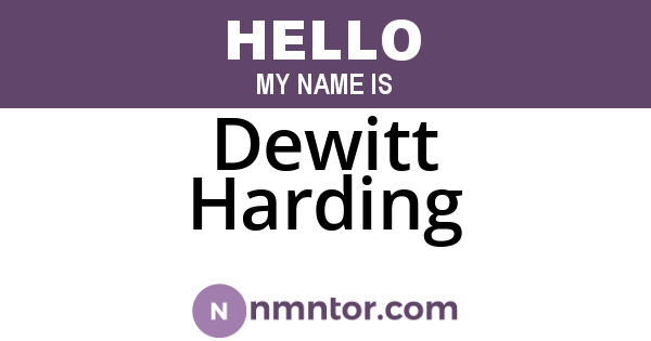 Dewitt Harding