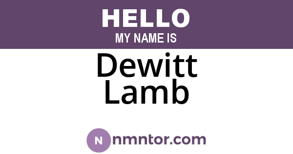 Dewitt Lamb