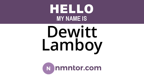 Dewitt Lamboy