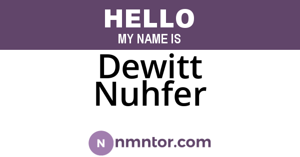 Dewitt Nuhfer