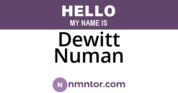 Dewitt Numan