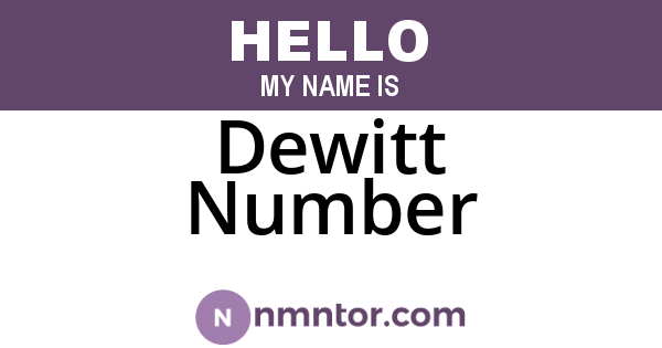 Dewitt Number