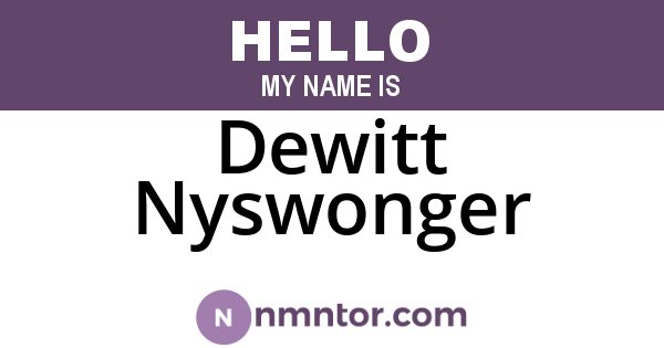 Dewitt Nyswonger