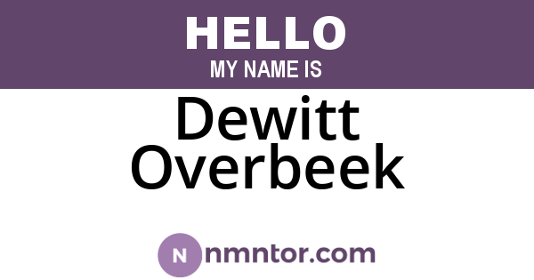 Dewitt Overbeek