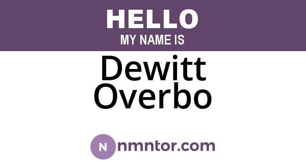 Dewitt Overbo