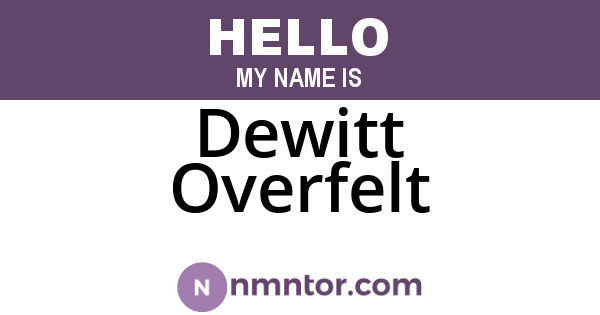Dewitt Overfelt