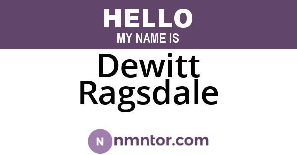 Dewitt Ragsdale