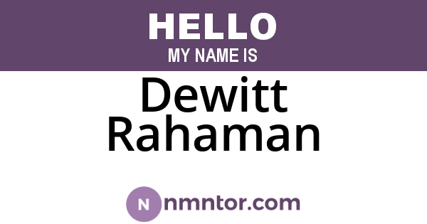 Dewitt Rahaman