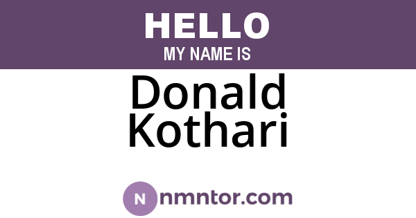 Donald Kothari