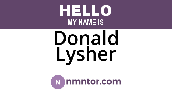Donald Lysher