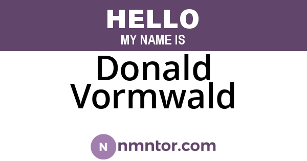 Donald Vormwald