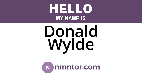 Donald Wylde