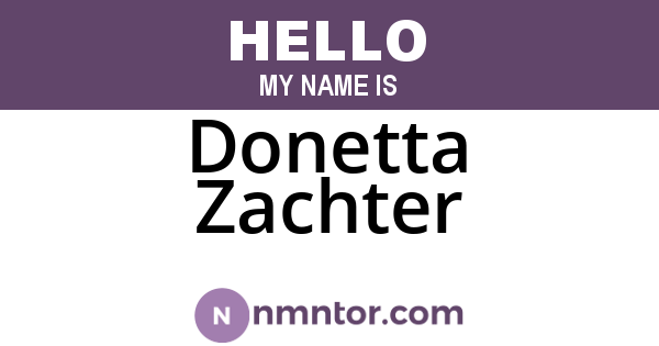 Donetta Zachter