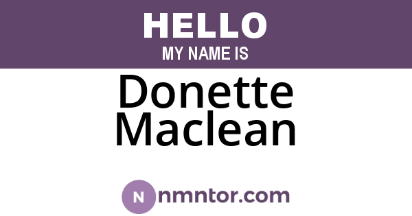 Donette Maclean