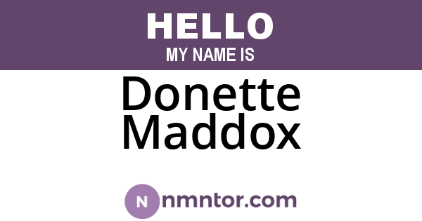 Donette Maddox