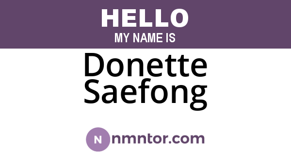 Donette Saefong