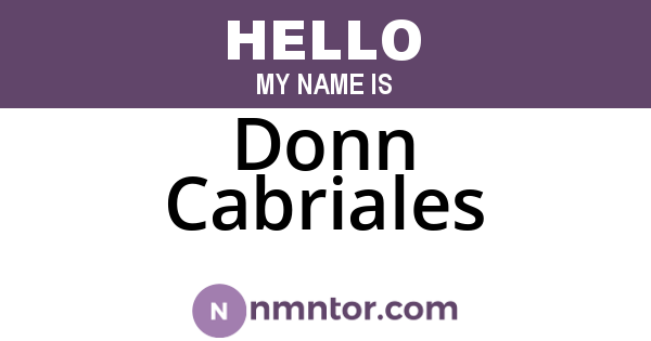 Donn Cabriales