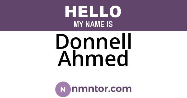Donnell Ahmed