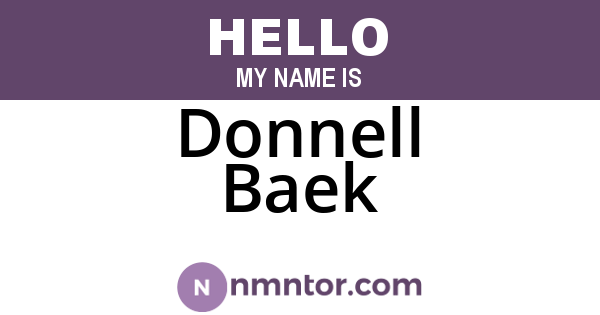 Donnell Baek
