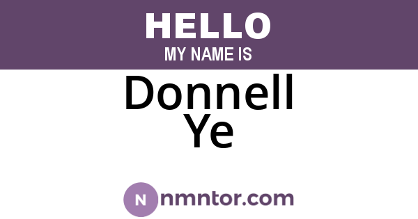 Donnell Ye