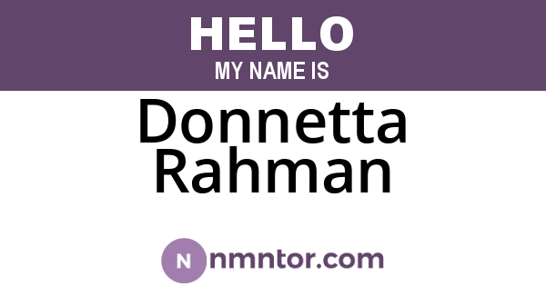 Donnetta Rahman