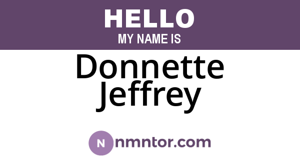 Donnette Jeffrey