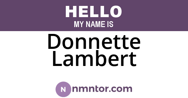 Donnette Lambert